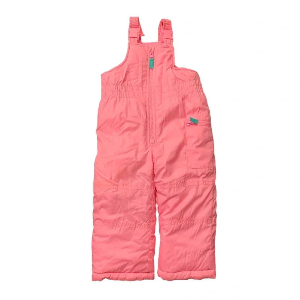 Carter’s Girls Snow Bib Snowsuit Pink 24 Months Leg Pocket Adjustable Straps